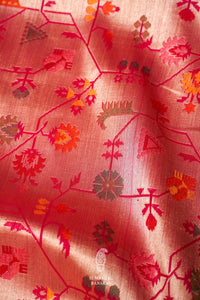 Handwoven Fuchsia Pink Meenakari Jaal Katan Silk Saree