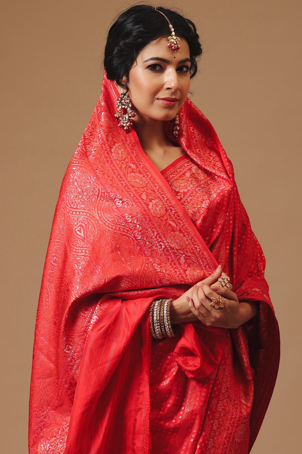 Handwoven Classic Red Katan Silk Saree