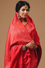 Handwoven Classic Red Katan Silk Saree