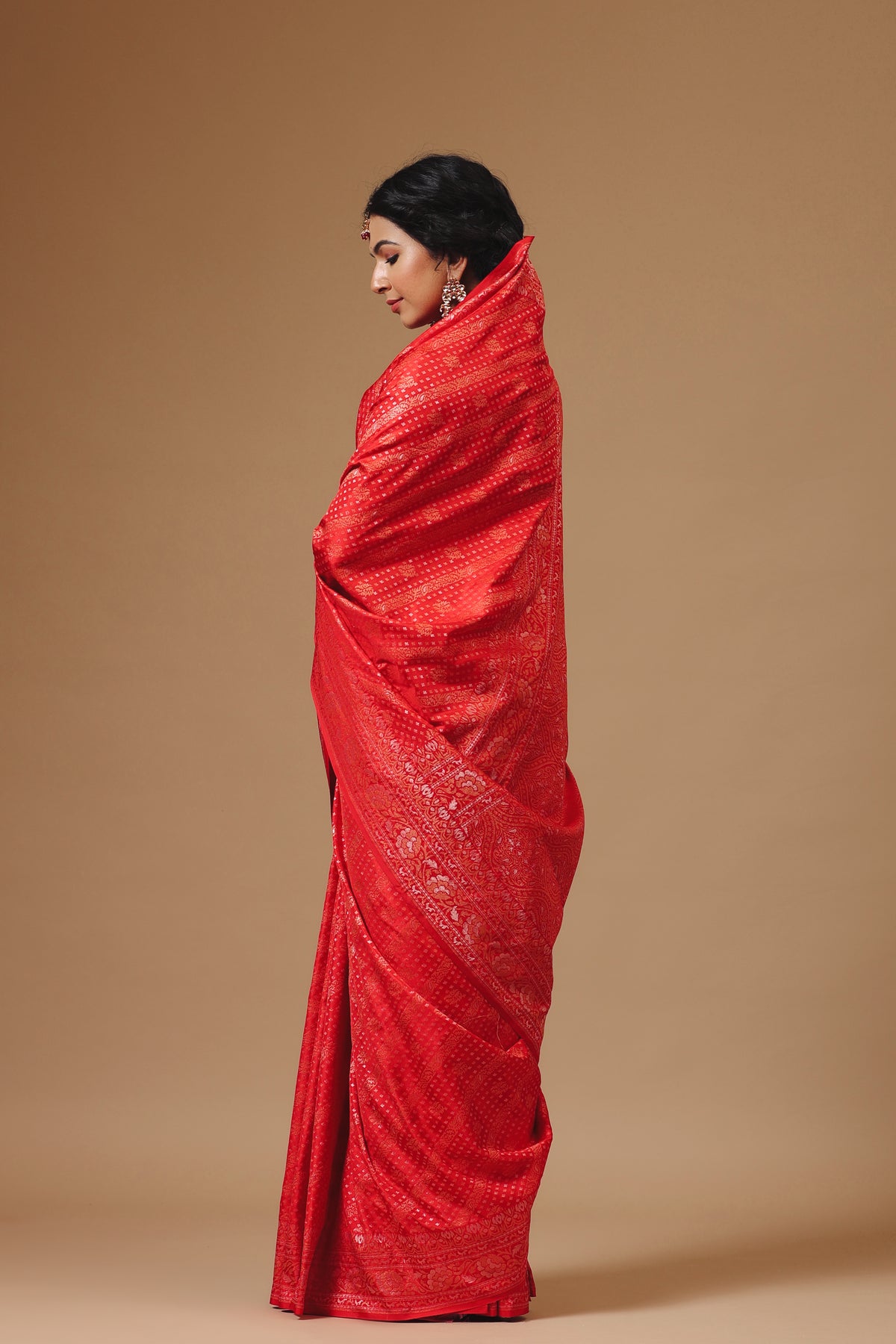 Handwoven Classic Red Katan Silk Saree