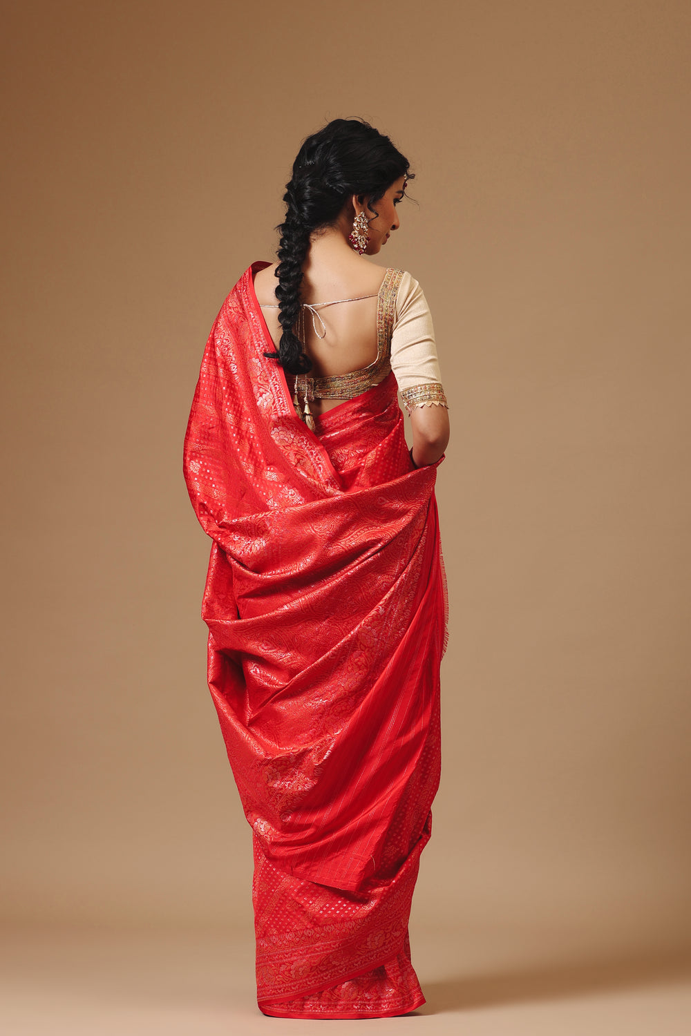 Handwoven Classic Red Katan Silk Saree