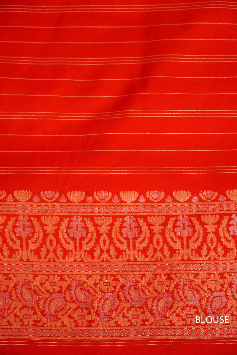 Handwoven Classic Red Katan Silk Saree