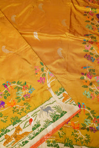 Handwoven Mustard Yellow Meenakari Katan Silk Saree