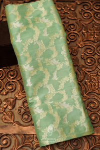 Handwoven Pista Green Double woven Katan Silk Saree