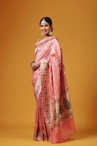 Handwoven Light Pink Katan Silk Saree