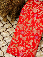 Handwoven Banarasi Shikargah Meenakari Classic Red Katan Silk Saree