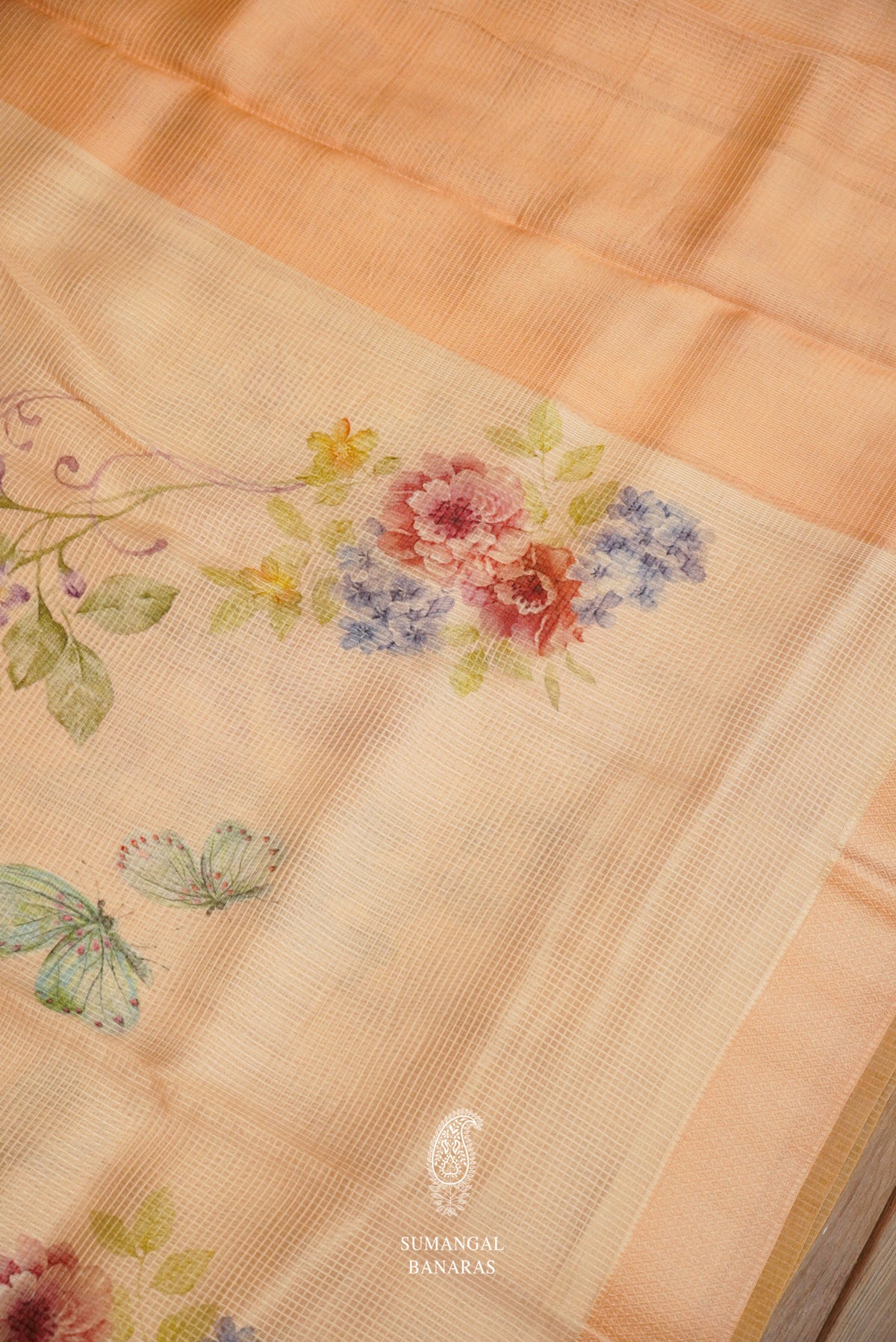 Goldfish Peach Breezy Organza Saree
