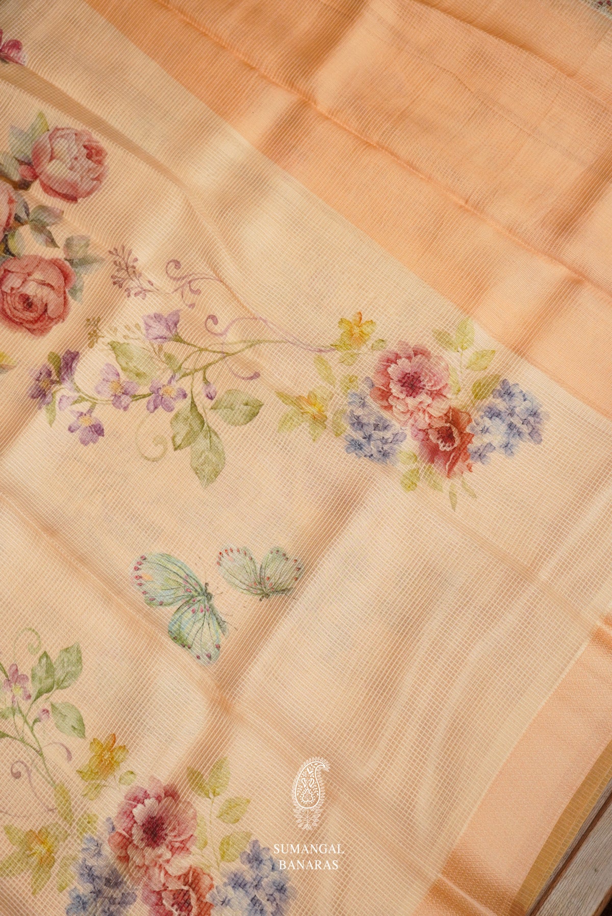 Goldfish Peach Breezy Organza Saree