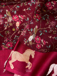 Handwoven Wine Breezy Organza Saree