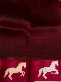 Handwoven Wine Breezy Organza Saree