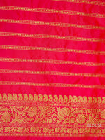 Handwoven Banarasi Meenakari Neon Peach Katan Silk Jaal Saree