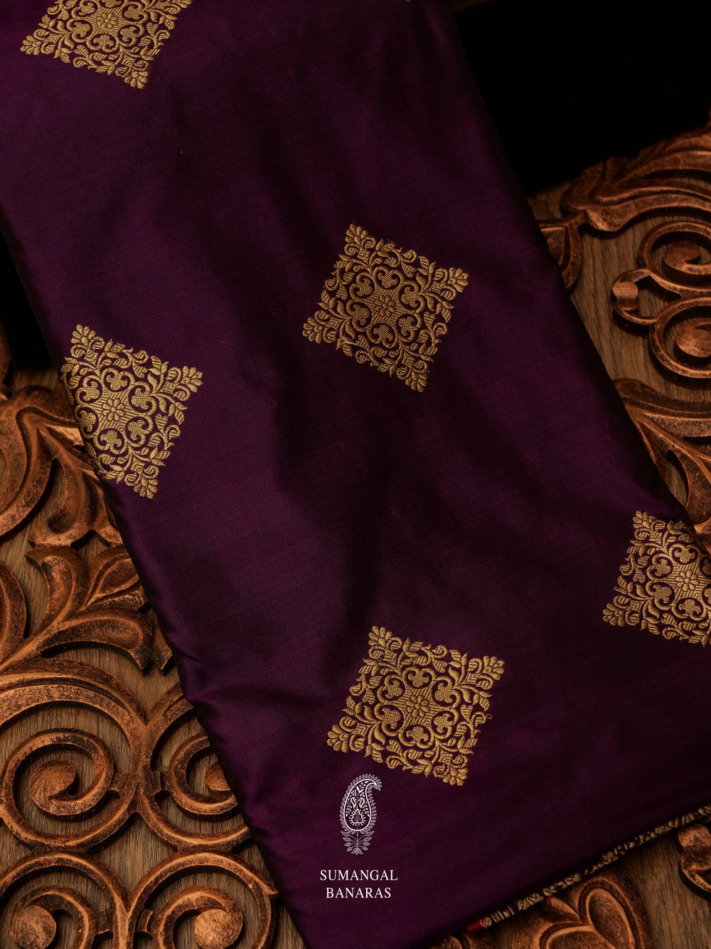 Handwoven Banarasi Kadwa Wine Purple Katan Silk Saree