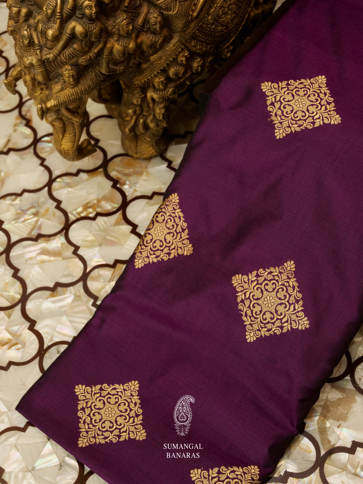 Handwoven Banarasi Kadwa Wine Purple Katan Silk Saree