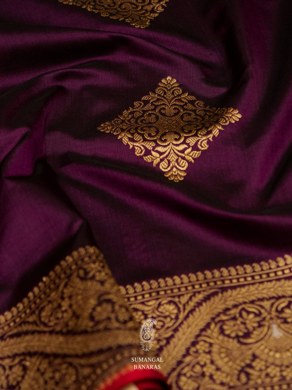 Handwoven Banarasi Kadwa Wine Purple Katan Silk Saree