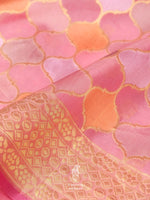 Handwoven Rose Pink Rangkat Jaal Organza Saree