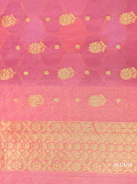 Handwoven Rose Pink Rangkat Jaal Organza Saree