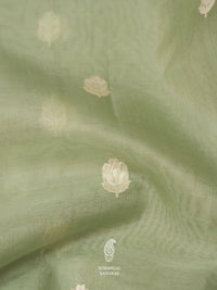 Handwoven Pista Green Resham Embroidery Organza Saree