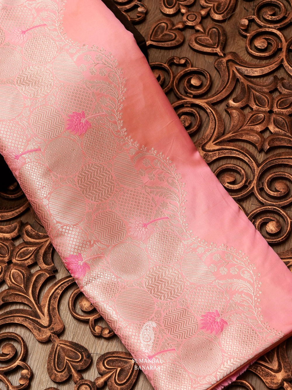 Handwoven Light Pink Meenakari Pure Katan Silk Saree