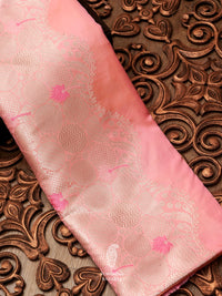 Handwoven Light Pink Meenakari Pure Katan Silk Saree