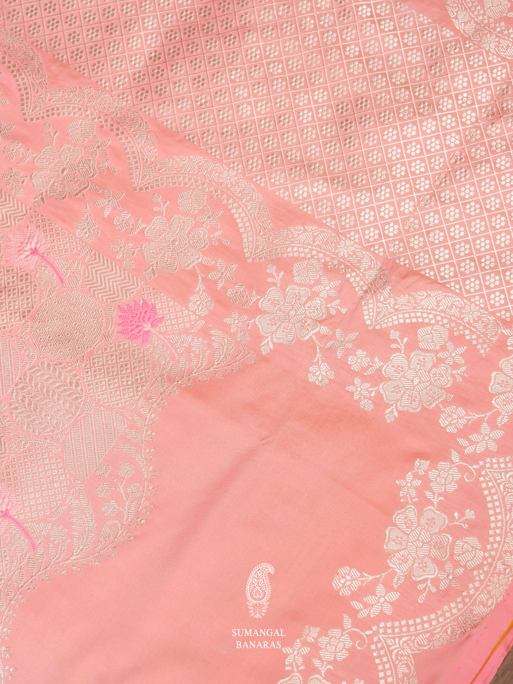 Handwoven Light Pink Meenakari Pure Katan Silk Saree