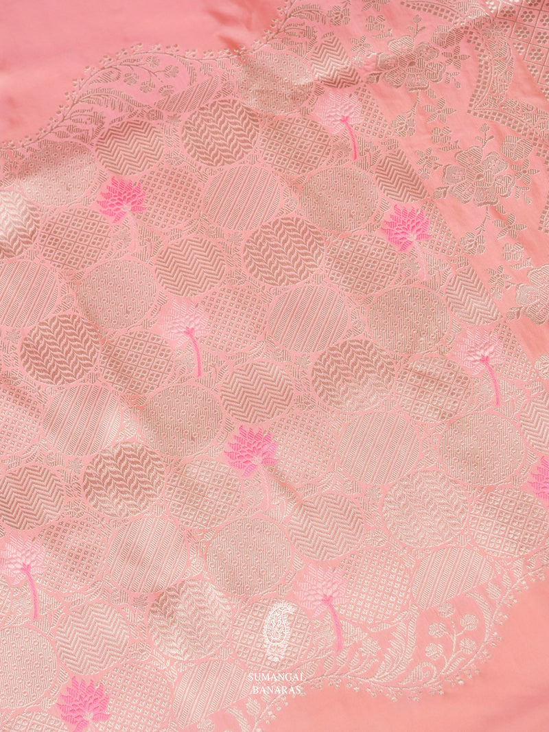 Handwoven Light Pink Meenakari Pure Katan Silk Saree