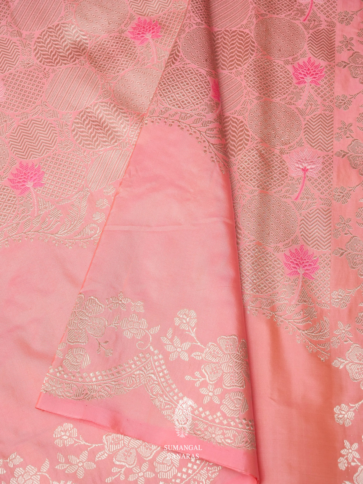 Handwoven Light Pink Meenakari Pure Katan Silk Saree