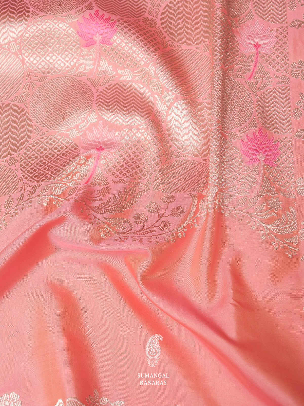 Handwoven Light Pink Meenakari Pure Katan Silk Saree