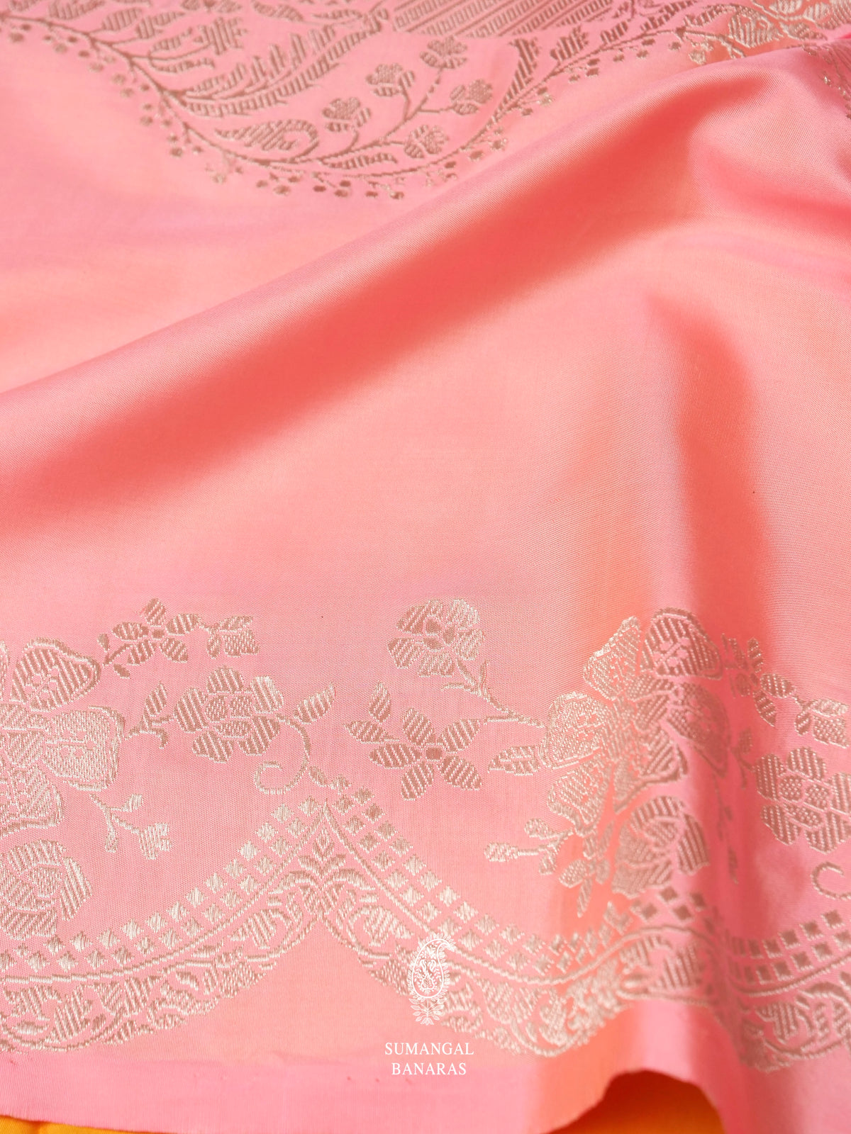 Handwoven Light Pink Meenakari Pure Katan Silk Saree