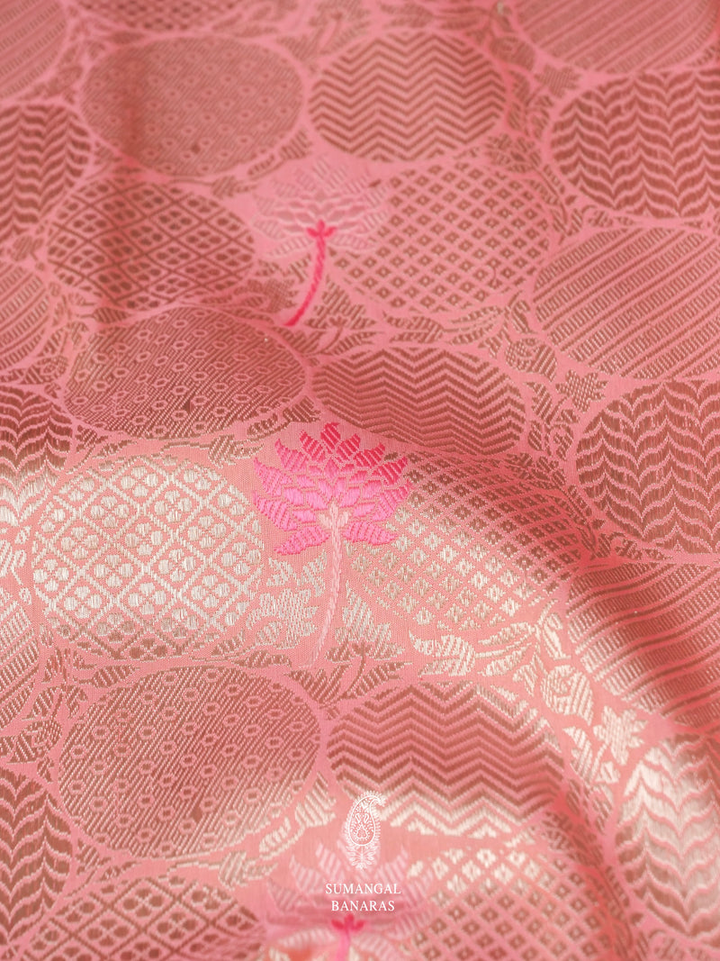 Handwoven Light Pink Meenakari Pure Katan Silk Saree