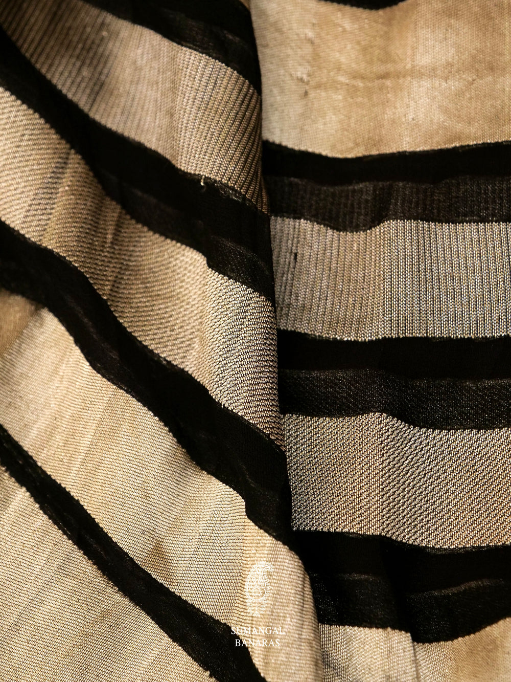 Charcoal Black Stripe Georgette Saree