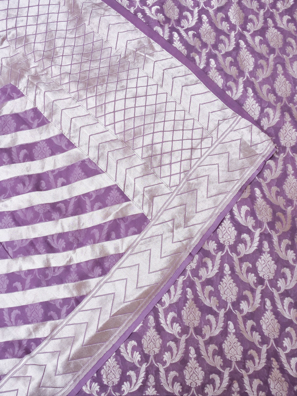 Handwoven Khaddi Georgette Lavdender Purple Suit Set