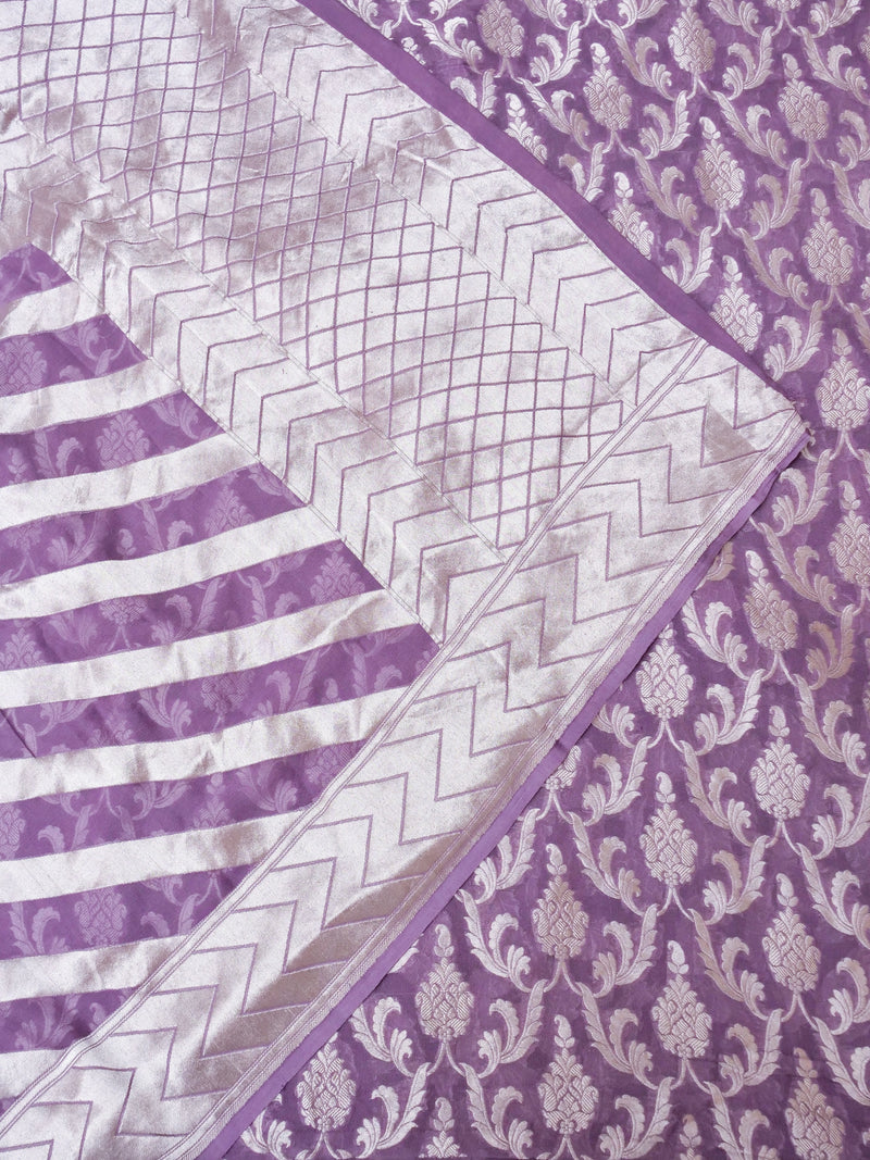 Handwoven Khaddi Georgette Lavdender Purple Suit Set