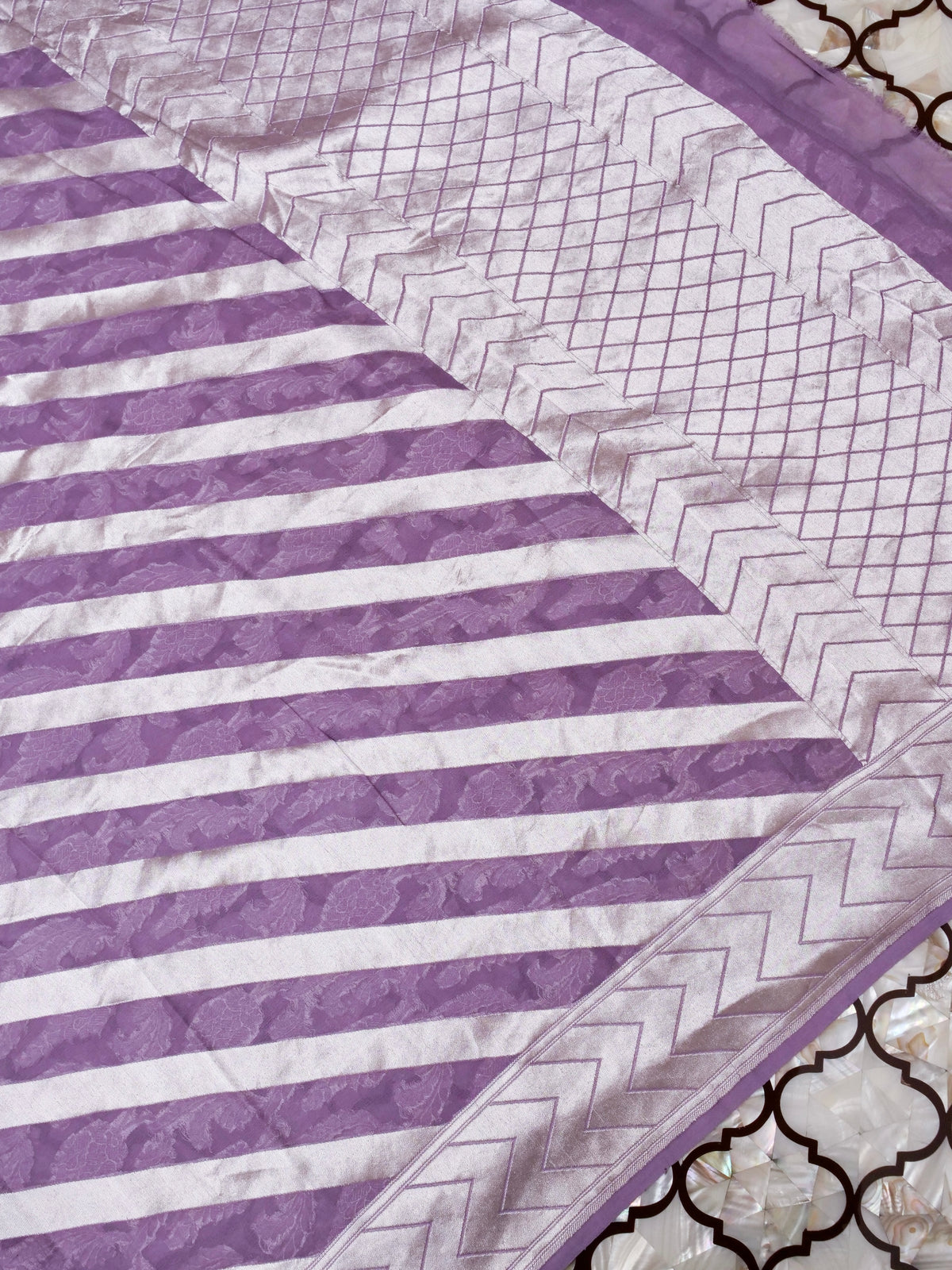 Handwoven Khaddi Georgette Lavdender Purple Suit Set