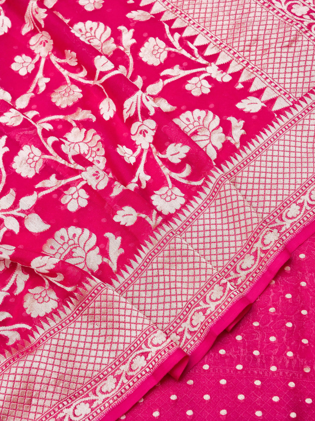Handwoven Khaddi Georgette Hot Pink Suit Set
