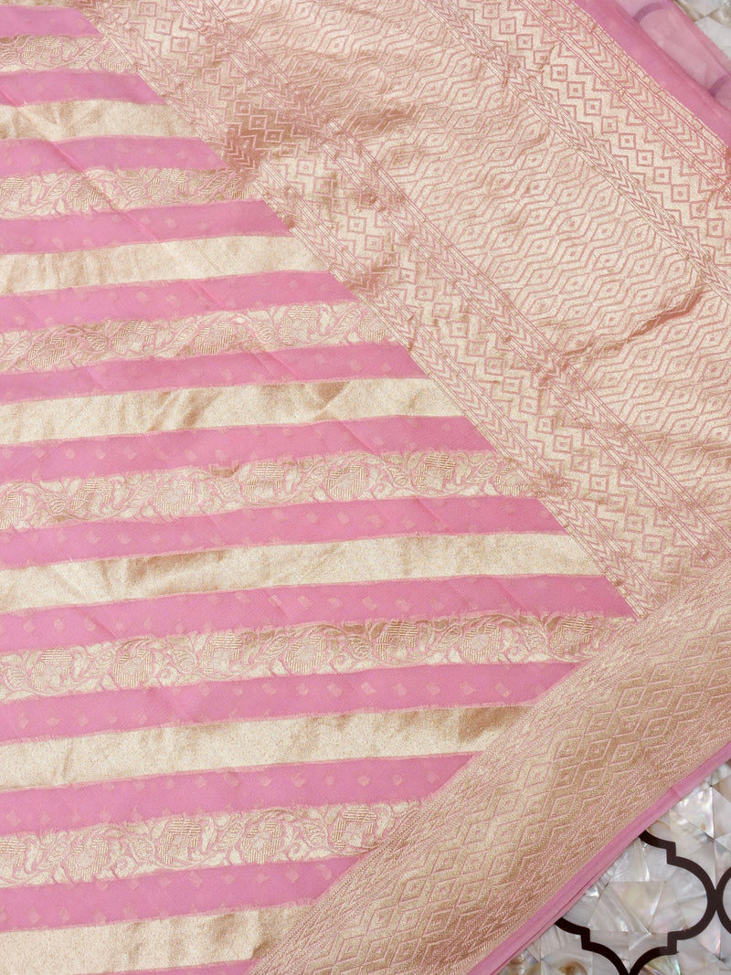 Handwoven Khaddi Georgette Mauve Pink Suit Set