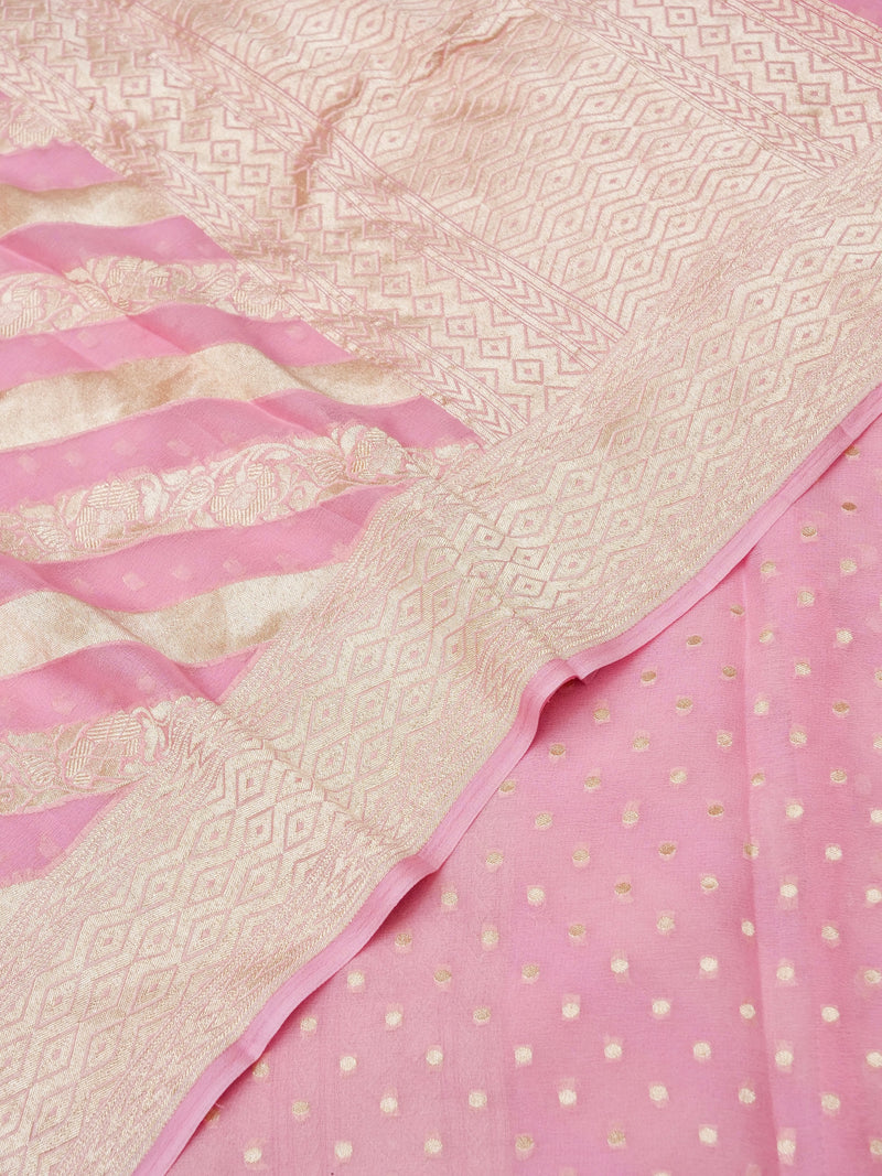 Handwoven Khaddi Georgette Mauve Pink Suit Set